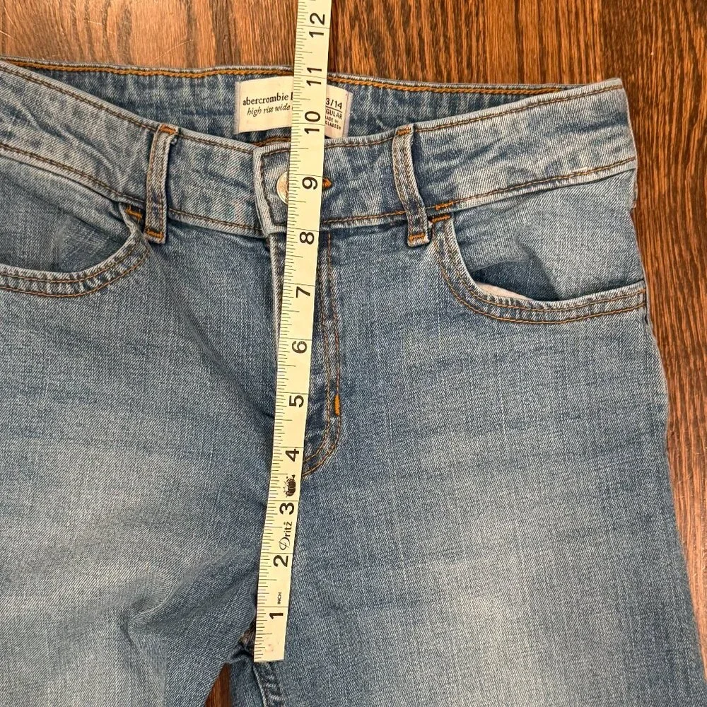 Abercrombie Kids High Rise Wide Leg Jeans Blue Size 13/14 - Picture 7 of 10